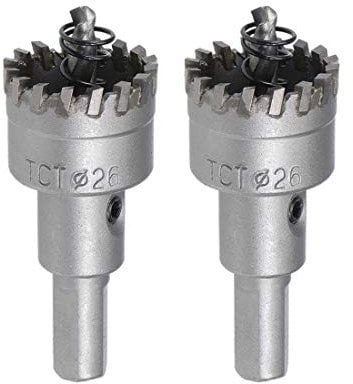 sourcing map 26mm Carbide Hole Cutter, Hole Saws for Stainless Steel Sheet Metal, High Density Carbide Tooth, 2pcs