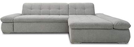 DOMO. collection Ecksofa Moric, Sofa mit Schlaffunktion & Armlehnfunktion in L-Form Couch, Eckcouch mit Bett-Funktion, Schlafsofa 300 x 172 x 80 cm (BxTxH), hellgrau