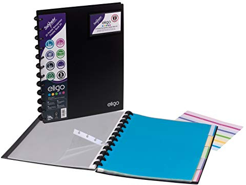 Snopake Eligo 15863 Lot de 2 porte-vues avec intercalaires et onglets 20 pochettes 40 pages Noir Format A4