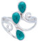 mantraroma Damen Ring 925 Silber Türkis Edelstein türkis ausgefallen verspielt