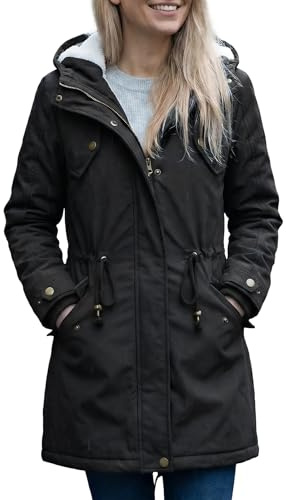 YYNUDA Abrigo de invierno para mujer con acolchado cálido, parka de invierno de longitud media, chaqueta de invierno, parka de invierno con capucha de pelo, abrigo grueso tallas grandes, M