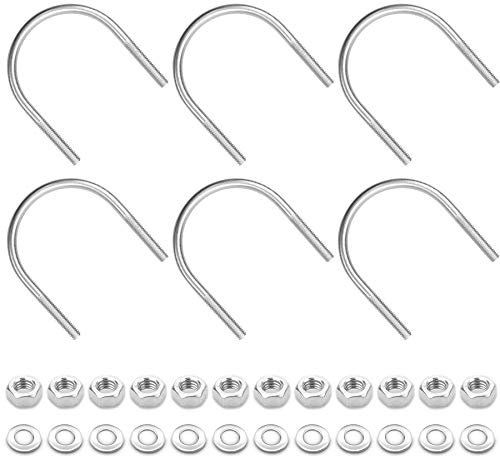 YEYIT 6 Pezzi Bulloni A U M6 x 51 mm 304 Cavallotto A U Inox Bullone A U In Acciaio Inox Acciaio Inossidabile Bullone U Con Dadi E Rondella Piatta Per Tubi Barche Macchina