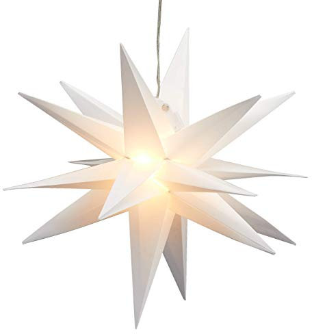 Stern Weihnachtsstern LED Ø 35 cm in&outdoor Timer Beleuchtung Batterie (Weiß)