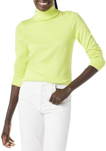 Amazon Essentials Women's Classic-Fit Lightweight Long-Sleeve Turtleneck Jumper (Available in Plus Size), Lime Green, M