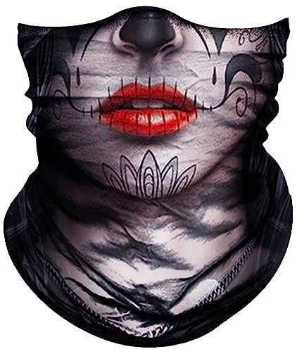 Obacle Demi-masque tête de mort pour protection contre la poussière, le vent, le soleil - Tube 3D sans couture - Pour homme et femme - Durable, fin et respirant - Masque squelette pour moto - Crâne