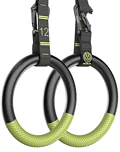 QUOLIX Gymnastikringe mit 1300lbs Traglast, Verstellbare Gurte (3m), Rutschfeste ABS-Ringe für Home Gym, Calisthenics, Training Indoor/Outdoor - Für Frauen & Männer