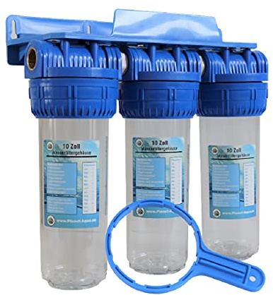 Wasserfilter Gehäuse TIO-6 SET Filtergehäuse 10 Zoll x 3/4 IG + Wandhalterung Wasser Pumpen Vorfilter System Brunnen Hauswasserwerk Garten Haus Trinkwasser Zisterne Pool Filter