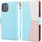 ZCDAYE Phone Case for iPhone 11 Wallet Case with Card Slots Wrist Strap, Folio Flip Leather Cover for iPhone 11 - Splicing Blue