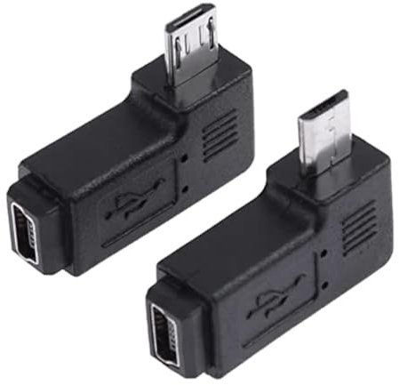 innov8 Micro USB 5Pin Male to Mini USB USB 5Pin Female Angled Adapter Extension Connector - (1 x Right angle & 1 x Left Angle)