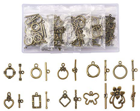 Craftdady 100 Stück tibetischer Stil Knebelverschlüsse O-Ring mit T-Stange Antik Bronze Verschluss Erkenntnisse für Halsketten, Armbänder, Schmuckherstellung