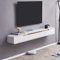 FPIGSHS Solid Wood Floating Tv unit Wall-mounted TV Cabinet Console, Floating Tv stand With 2 Drawer,wall Mounted Media Entertainment Center Wall Tv Unit,Multimedia Storage Shelves (White, 120CM)