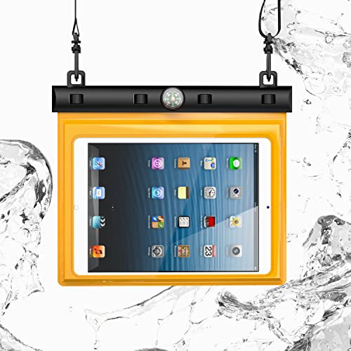 N NEWTOP Cover Impermeabile Universale WA04 per Tablet 7-8 Pollici Massimo 21x14cm, Custodia Subacquea Trasparente Plastica Borsa Tracolla Protezione Acqua Sabbia Pioggia Waterproof (Arancione)