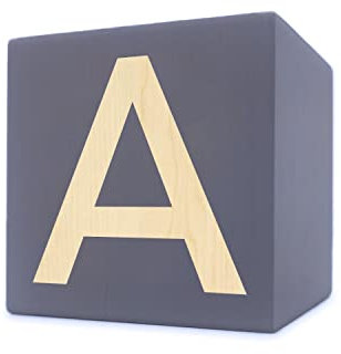 Holzbuchstabe Würfel, 5 x 5 cm, grau, Buchstabe A