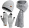 Kunyeah Mütze Schal Handschuhe Set Warm StrickmüTze Hut Lang Schal Touchscreen Handschuh Winter Accessoires für Herren Damen…