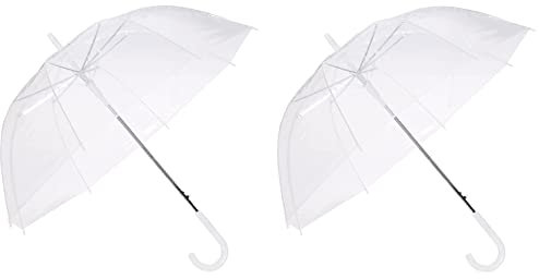Home Supplies Direct Transparente Kuppel Baldachin Blase Regenschirm Stick Durchsichtig Transparent Unisex Weiß Hochzeit Brolly, weiß, 1 x Umbrella