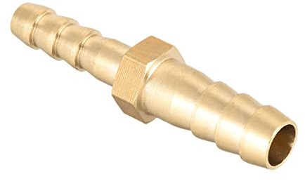 QUARKZMAN 8mm a 6mm Diámetro Recto Latón Espiga Manguera Montaje Reductor x 1uds Conector recto Adaptador para Manguera Conexión, Conector de Lengüeta de Latón [Dorado Tono]