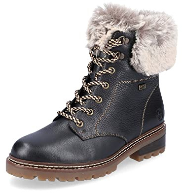Remonte Damen Chelsea Boots D0B74, Frauen Stiefeletten,lose Einlage,wasserabweisend,remonteTEX,schnürstiefel,Winterschuhe,schwarz Kombi (01),42 EU