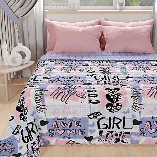 PETTI Artigiani Italiani - Copriletto Matrimoniale Estivo 260x270cm 100 g/m² Double Face, Trapuntino Matrimoniale Primaverile, Trapunta Leggera, Girl Cool, 100% Made in Italy