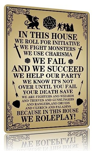 Dungeons And Dragons Schild Drache Wandkunst Dungeons And Dragons Movie Poster Dungeons And Dragons Gifts For Men In This House We Roll For Initiative We Roleplay Retro Metal Tin Sign Dungeons And