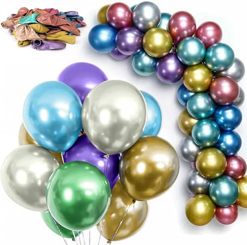 50 Stück Modellierung Bunt Helium Ballons 10 Zoll Metallic Magische Luftballons Lange Bunte Ballons, Modellierballons Kit, DIY Ballon für Weihnachten Party Hochzeit Geburtstag Dekoration