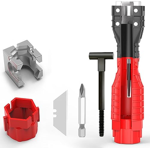 Universeller Spülenschlüssel Set, 18 in 1 Spülenschlüssel Armaturenschlüssel Waschbecken Schlüssel Sink Faucet Installer Wasserhahn Rohrzange Multifunktions Sanitär Werkzeug für Waschbecken, Küche