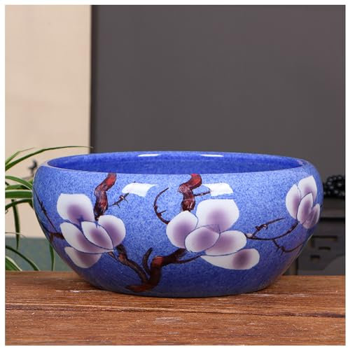 Bol à Poisson Pots de Plantes Aquarium En Céramique Salon Bureau Pot À Poisson Pour La Décoration Feng Shui, Vase Oriental Rétro TV Meubles, Bols De Bain D’oiseaux De Cour Corbeille De Fruits De Table