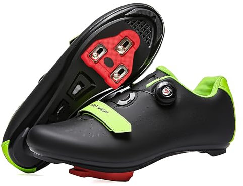 ARTVEP Fahrradschuhe Herren Damen Rennradschuhe MTB Radschuhe Kompatibel mit Look SPD SPD-SL Delta Lock Pedal Reitschuhe Peloton Schuhen Grün Schwarz EU 41