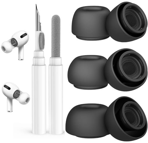 Polislime 3 paia di auricolari di ricambio per AirPods Pro e 2a generazione, con foro per la riduzione del rumore, con kit di pulizia, penna per la pulizia degli AirPods 1, 2, 3 pro/pro di seconda