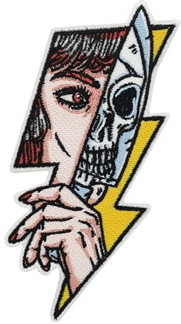 Iron-On Patch - Skull Lady | Skull Eye Patch Retro Flash Iron-On Patch, Sexy Rocker Patches for Sewing, Cool Iron-On Patches, Knife Iron-On Patch, Skirt Patches Finally Home