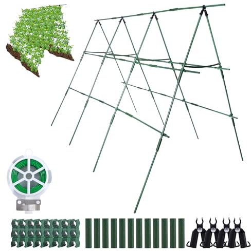 SZMDLX Faltbares Gurken Rankgitter, Tomaten Rankhilfe, DIY Gartenspalier für Kletterpflanzen Rankhilfe im Freien, Gurkenspaliere Kletterpflanzen Rankgitter für Blumen & Nutzpflanzen, Grün