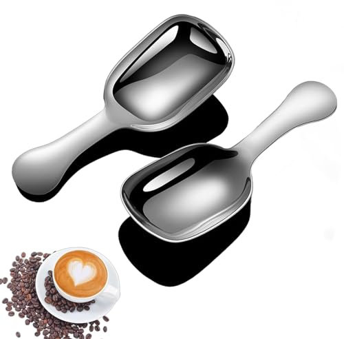 Ouliget Cuchara de café de acero inoxidable, juego de cucharas medidoras de café molido, cuchara de mango corto para té de leche en polvo, apta para cocina, cuchara de acero inoxidable, 20 ml, 2