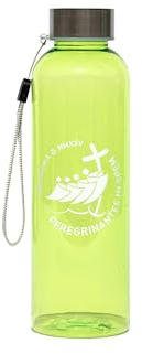 PILGRIM'S BACKPACK Botella de plástico RPET, botella con tapón antigoteo, capacidad 500 ml, producto oficial Jubileo 2025 (verde)