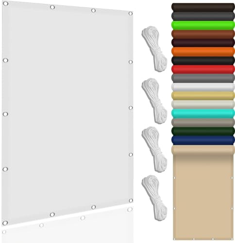 Vela de Sombra Rectangular 150 x 150 cm Impermeable Protección UV a Prueba de Viento Toldo Vela de Rectangular Toldo Parasol con Ojales y Cuerdas de Fijación para Patio, Blanco