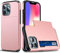 Beajew Coque Portefeuille pour Samsung Galaxy A55 avec Porte-Cartes, Étui de Protection Téléphone Double Couche Antichoc, Fente Cachée Coulissante, Antichoc TPU+PC Housse Portefeuille - Or Rose