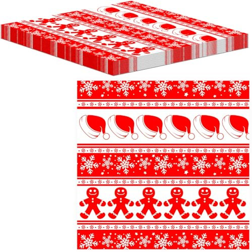 MORAINJAY 100 Blätter Backpapier, Wachspapier, käsepapier, Deli Papierblätter, Butterbrotpapie, BurgerPommes, Umweltfreundliches Lebensmittel Einpackpapier Weihnachts (30x30 cm)