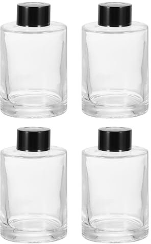 sourcing map 4pcs 120ml/4oz Empty Glass Diffuser Bottle 3.9 x 2.4 Refillable Fragrance Accessories Aromatherapy Jar Container for Replacement Reed Diffuser DIY Home Bathroom Transparent