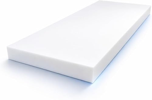All4All Schaumstoffplatte - Schaumstoff - Matratze mittelhart T25 - Schuamstoffmatratze - Topper -Schaumstoffzuschnitt - Polster Auflage - Weiß - Verschiedene Größe 100x200x2cm