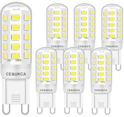 Brantoo G9 LED Glühbirnen 3W Entspricht 40W 25W 28W 33W Halogen Glühbirnen, Kaltweiß 6000K G9 Sockel Energie sparen LED Lampe, Kein Flimmern, Nicht dimmbar, 430LM, AC 220-240V, 6 Stück