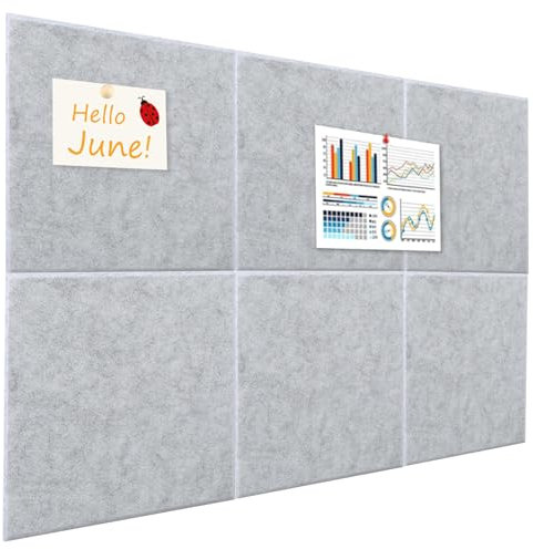 Okydoky Filz Pinnwand Selbstklebend, 90x60 cm, 6 Stück 30x30cm Bulletin Board Keramikfliese visuelle Pinnwände, Korkbrett, Filz-Pinnwände für Home Office Klassenzimmer Wanddekoration(GY-3030, 6pc).DE