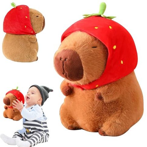 Juguete De Peluche Capybara, Simulación Carpincho Juguetes, Peluche de Capibara de Fresa, Capybara Peluche Realista, Fresa Lindo Peluche Carpincho, Capybara Peluche, Regalo de Cumpleaños para Niños