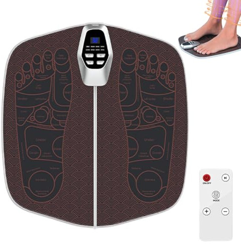 Fußmassagegerät EMS, Fussmassagegerät Elektrisch mit 8 Massageprogramme 32 Intensitätsstufen, EMS Fußmassagegerät für die Durchblutung Muskelschmerzen Linderung für den Heim oder Bürogebrauch