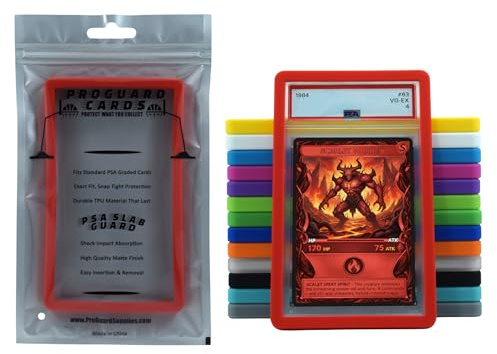 ProGuard Cards PSA Slab Guard Bumper for Standard PSA Graded Cards | Hard TPU, Exact Fit, Snap Tight Protection | Shock Absorption | Matte Finish PSA Slab Guard Protector (Red)