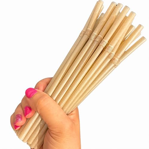 Plant-Based Reusable Straws – Colorful Flexible Drinking Straws Made from Natural Corn for Smoothies, Milkshakes, Slushies – Flexible Straws for Parties & Daily Use (Pack of 50 – Sugarcane)