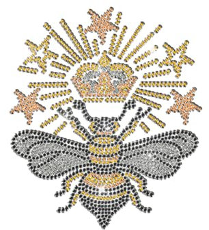 MAYJOYDIY Queen Bee Crown Crystal Rhinestone Iron-On Applique Transfer Crown Rays Stars Clear Bling DIY Patch Clothing Repair Hot Fix Applique for T-Shirt Jacket Bag Jeans Craft