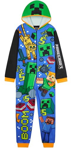 Get Trend Minecraft Onesies for Boys & Teens 7-14 Years, Hooded Fleece Loungewear, Jumpsuit Pyjamas, Gamer Gifts for Boys (7-8 Years, Multi Hooded Minecraft)