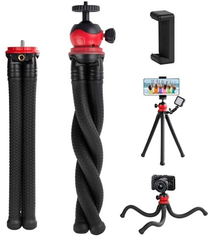 MINICOR Flexibles, biegbares Stativ für iPhone und Action-Kameras, Mini-Handstativ für Vlogging, Reisen und Fotografie, Schwarz