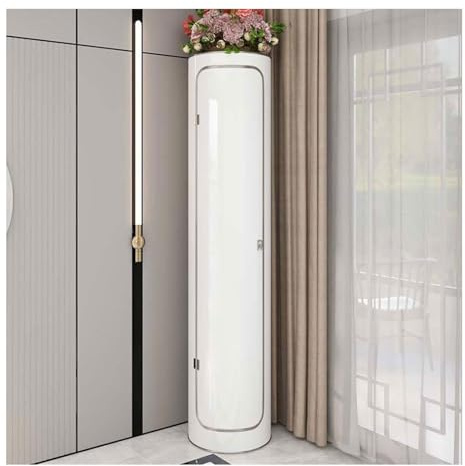 Rotating shoe rack Rotating Shoe Rack Tower with Door Vertical Metal Shoe Storage Organizer for Closet Entryway Bedroom Multifunctional Cylindrical Shoe Rack for Corner Hallway White 6 Tier.