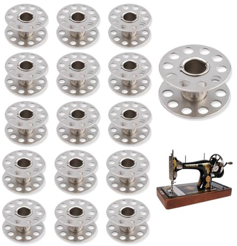 JEYORZY 16 Stück Metall Spulen, Spulen Nähmaschine, Nähspulen, Nähmaschinen Spulen, Spulenbox Spulen Nähmaschine, Nähmaschinenspule, Metall Spulen Nähzubehör Spulen, Für Die Meisten Nähmaschinen