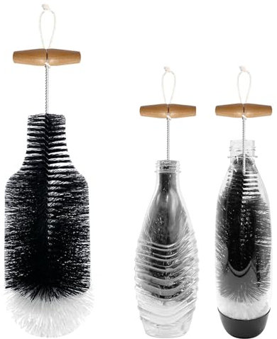 Flaschenbürste Reinigungsbürste Pinselreiniger Lang – Länge 35cm Breite 9cm Bürste kompatibel mit Sodastream Glasflasche, ideal für Glaskaraffe/Sodaflaschen/Babyflaschen/Trinkflaschen/Glaswaren