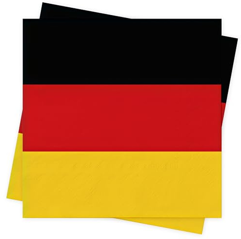 40Stück Servietten Deutschland Schwarz Rot Gelb WM Fussball 2026 Deko Deutschland Dekoration Partydeko für Fußball 2026 Servietten Einwegservietten Deutschland Flagge Party Tisch Deko für Fußball